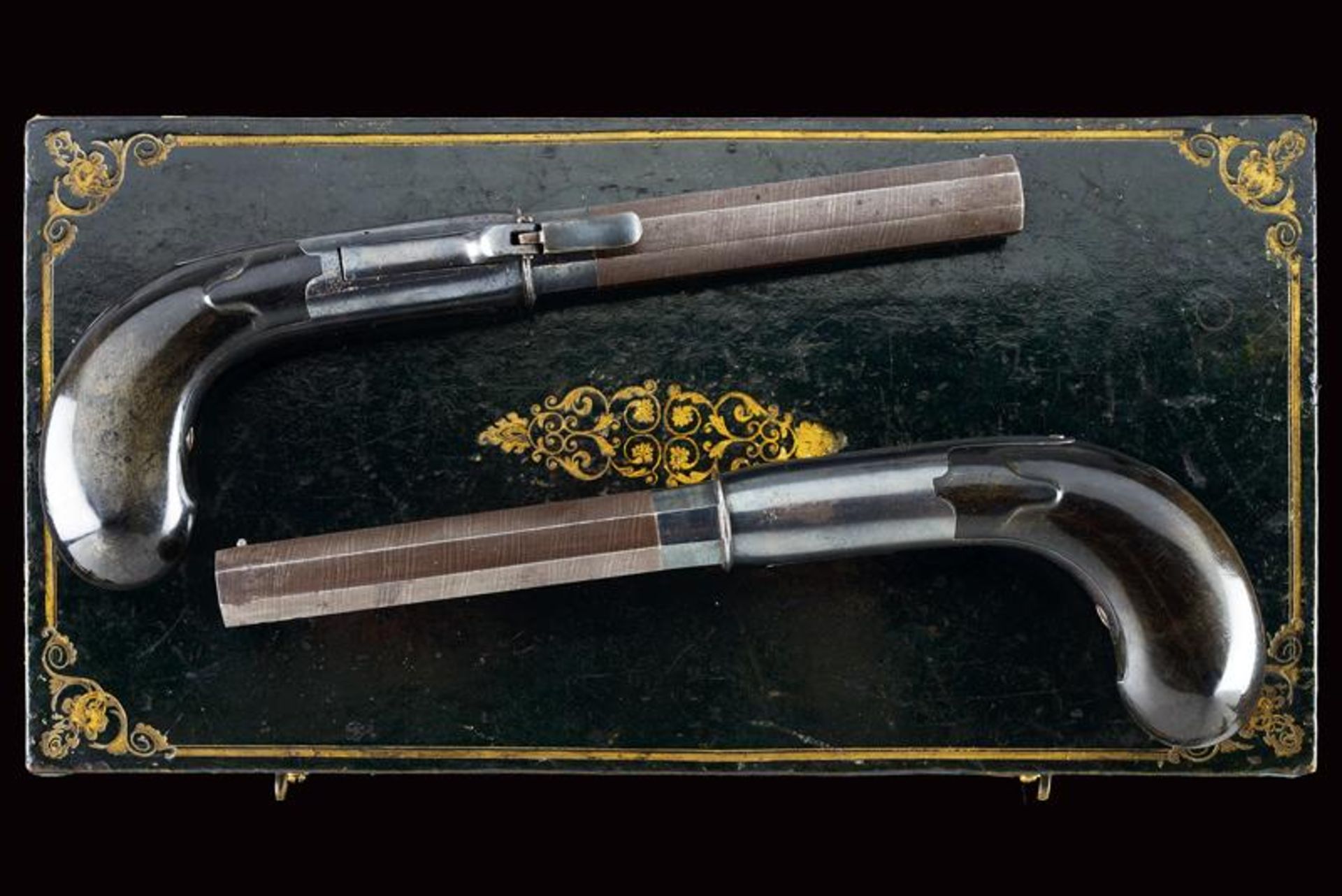 A rare pair of cased percussion pocket pistols - Image 4 of 8