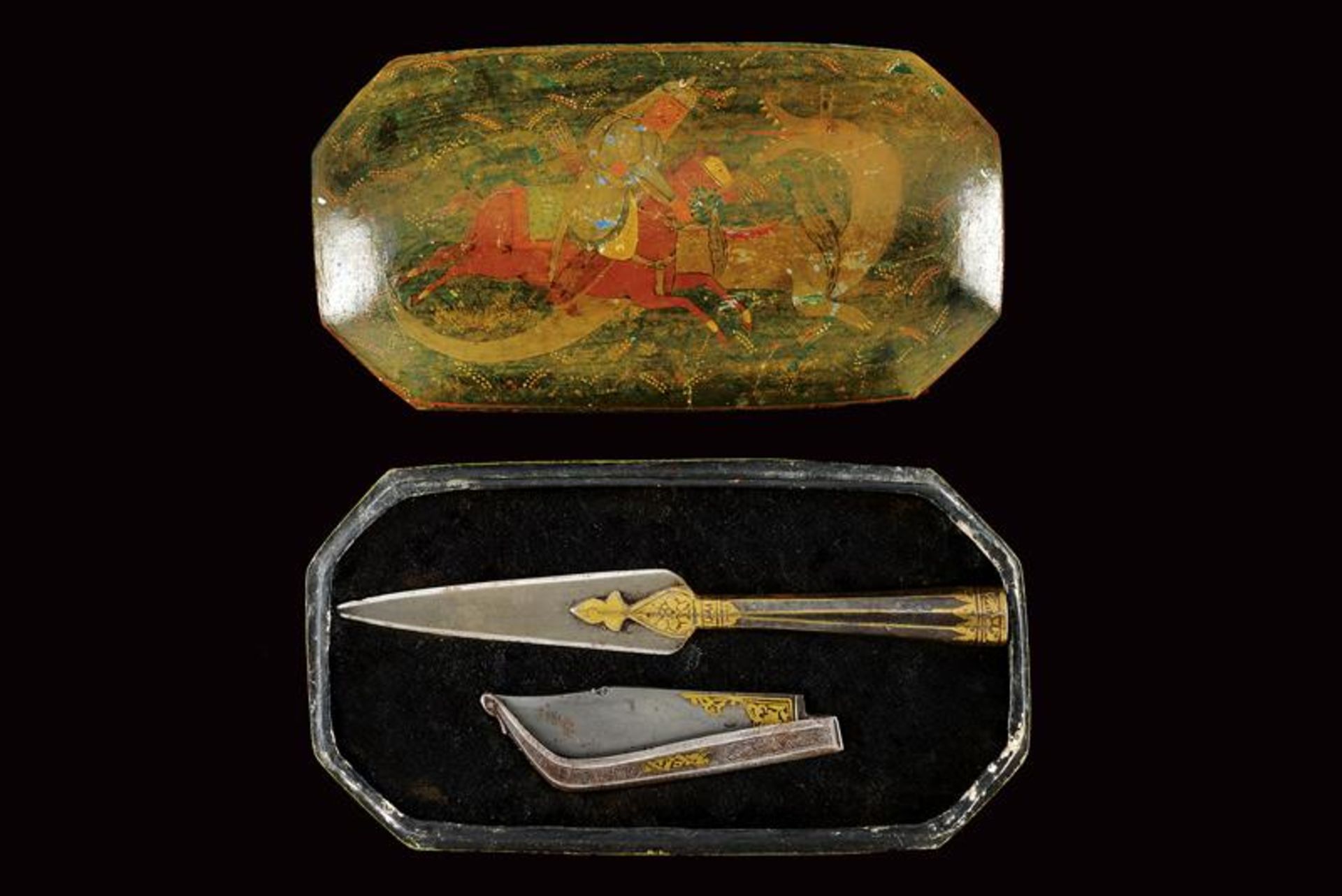 A set of a folding knife and a spearhead in a painted case - Image 7 of 7