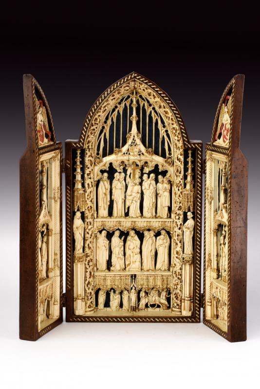 An extraordinary sculpted triptych with scenes from Christ's life - Image 9 of 11