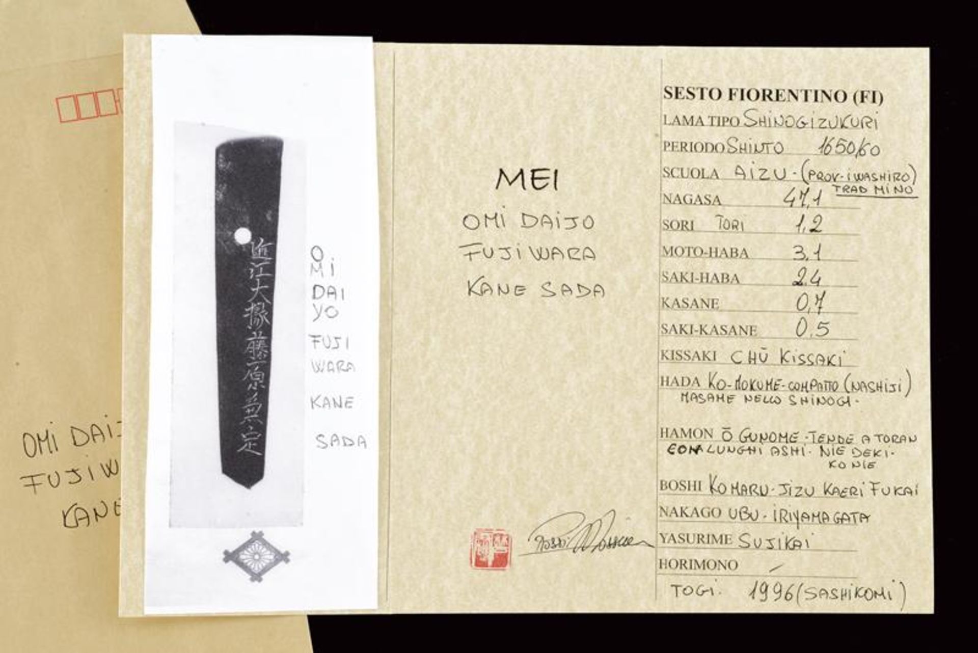 A fine wakizashi signed Omi Daijo Fujiwara Kane Sada - Image 11 of 14