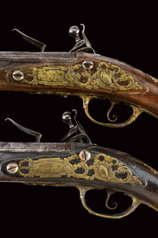 A pair of flintlock pistols by F. Bianco - Image 5 of 7