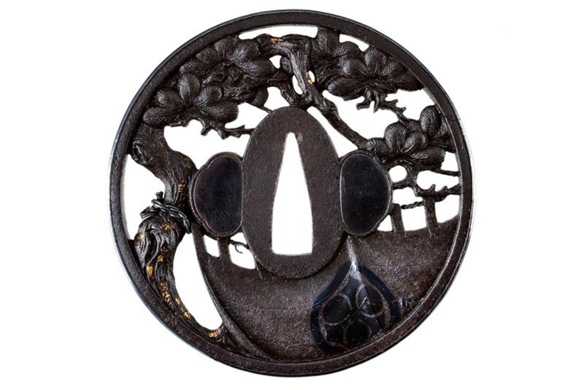 A very fine tsuba with a field tent of the Shoami school