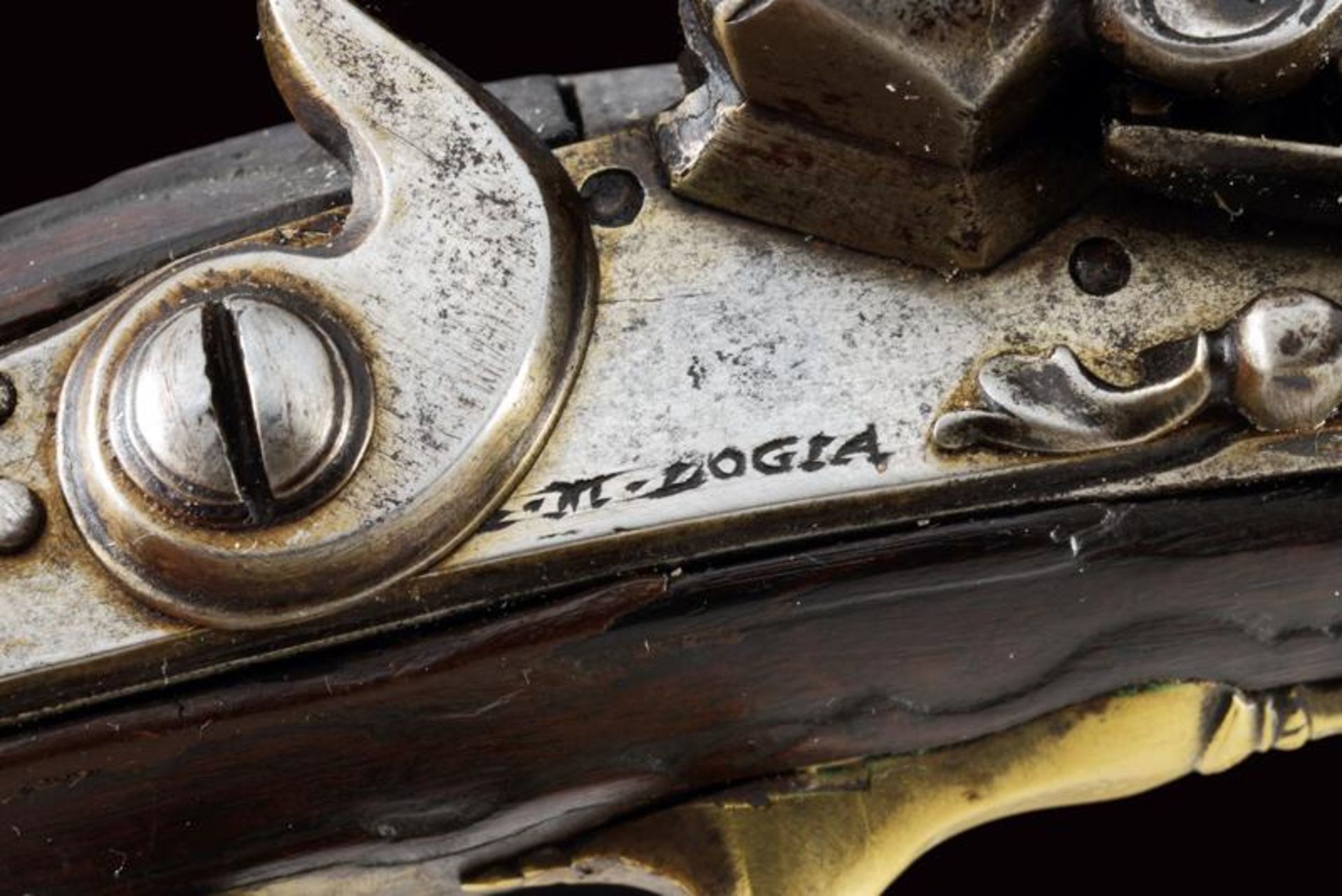 A flintlock pistol signed G.M. Logia (Loggia) - Bild 5 aus 7