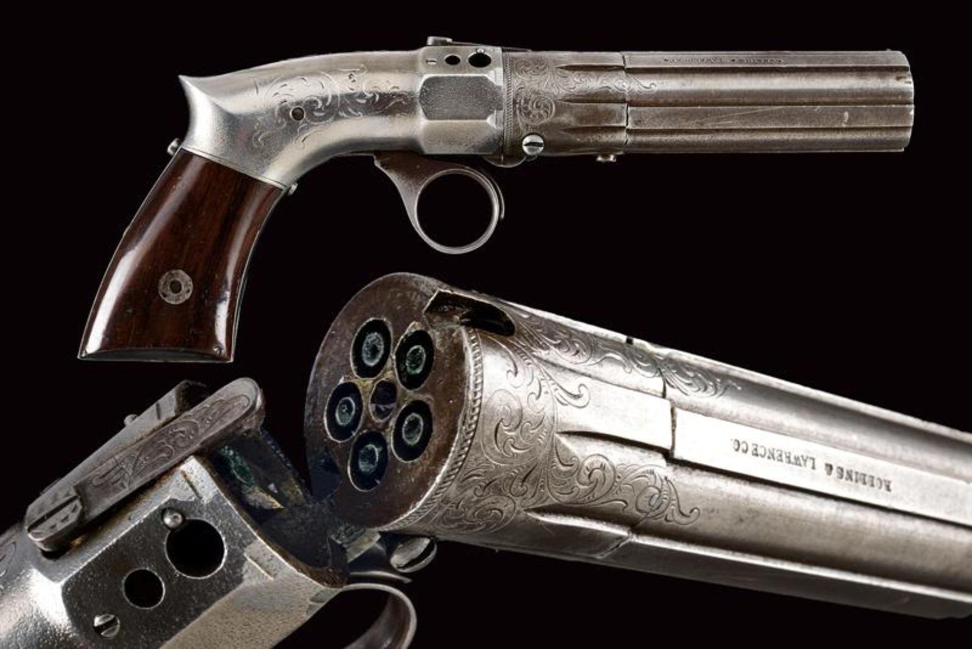 A very scarce percussion pepperbox revolver by Robbins & Lawrence