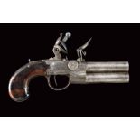 An over-and under-barreled flintlock pocket pistol