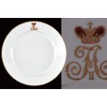 A very rare porcelain plate of the personal dinner set of the zar Nicholas II