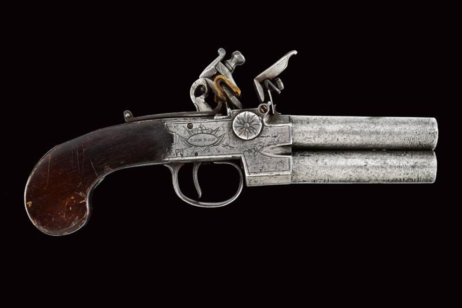 An over-and-under-barreled flintlock pocket pistol by Dutton - Bild 7 aus 7