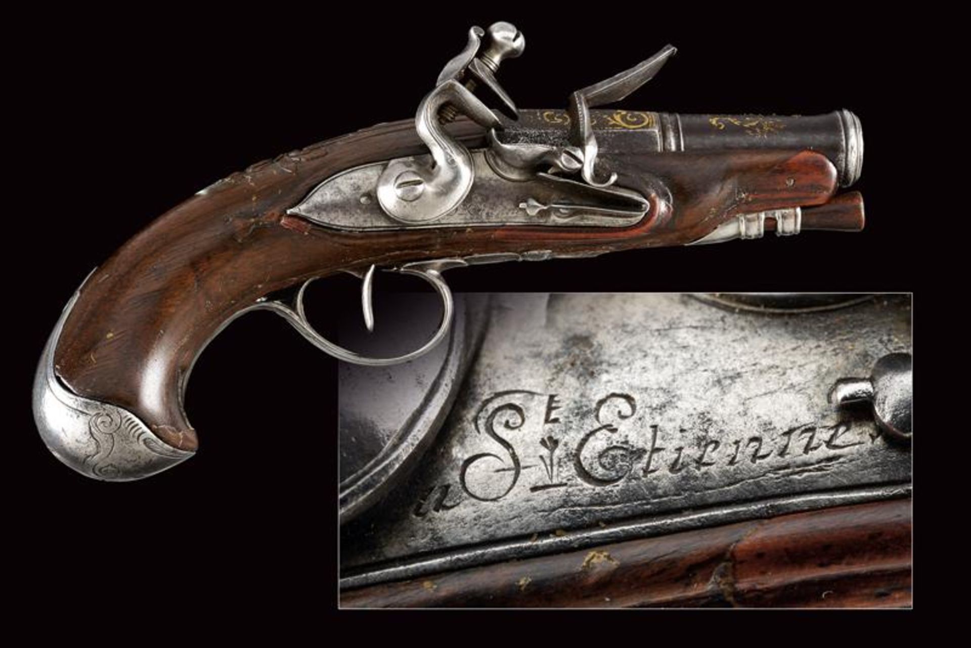 A fine flintlock traveling pistol