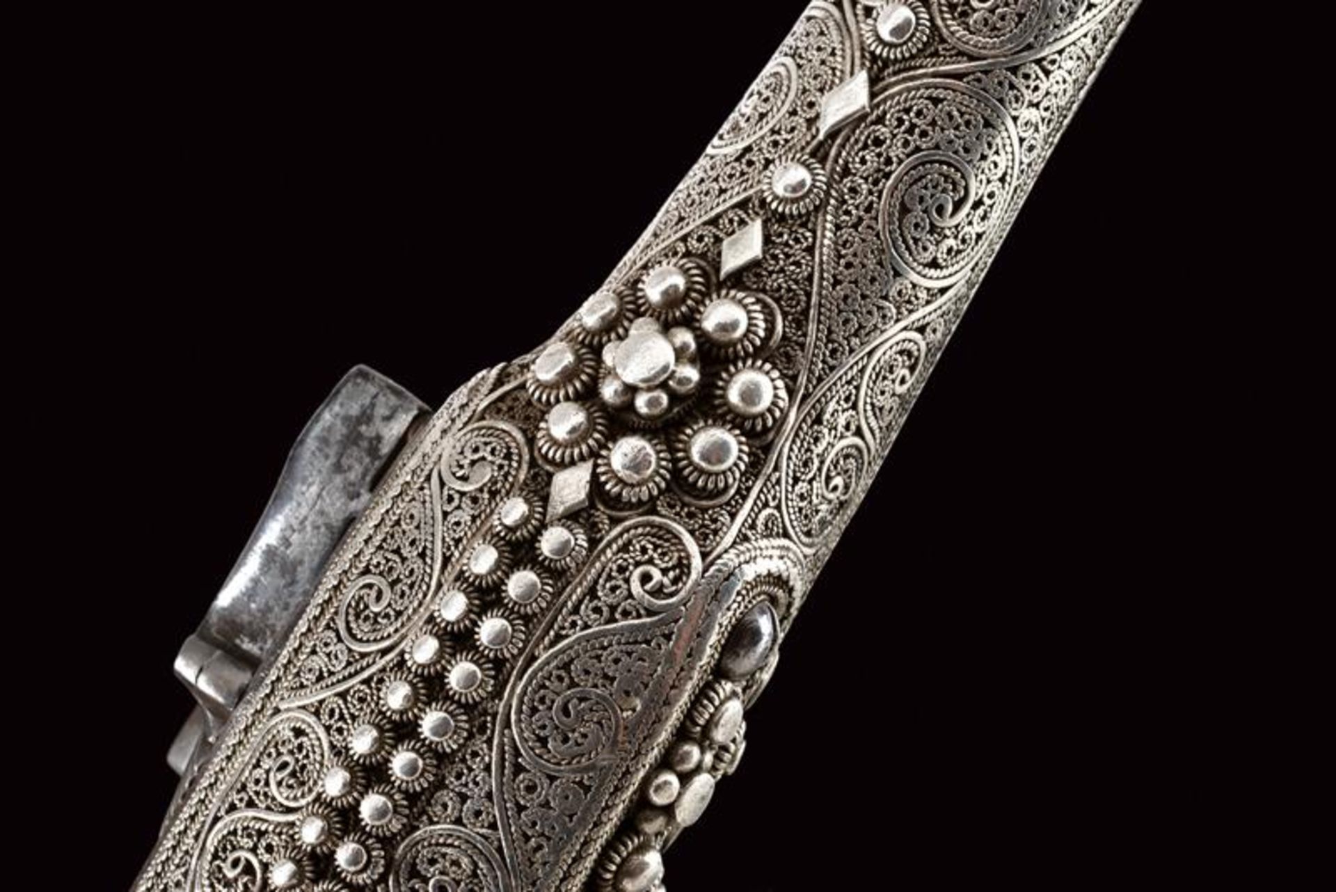 A magnificent silver-mounted flintlock holster pistol in Ali Pasha style - Image 11 of 18