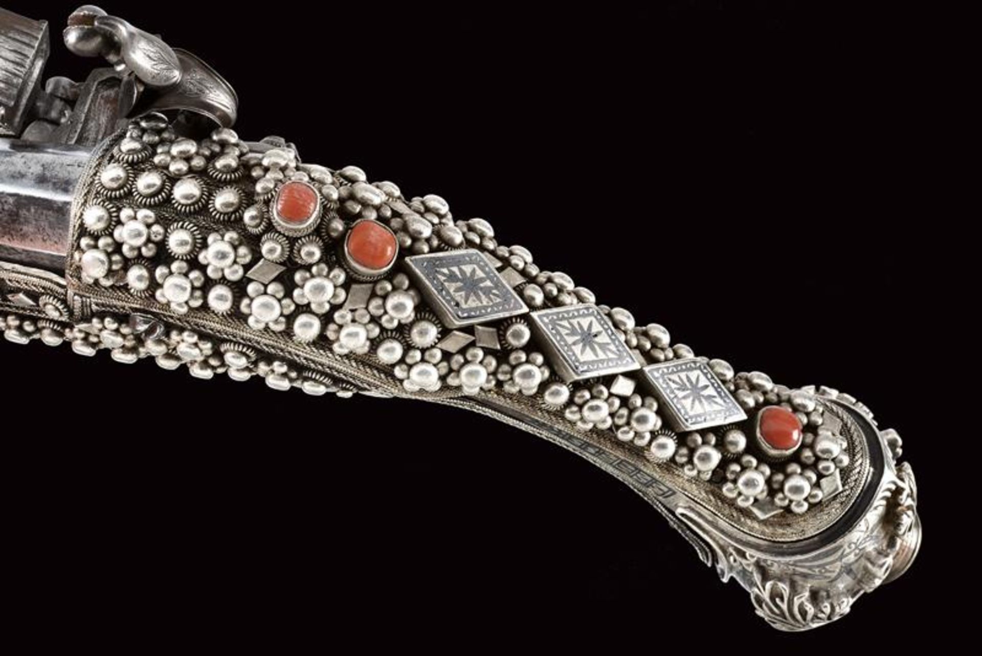 A magnificent silver-mounted flintlock holster pistol in Ali Pasha style - Image 7 of 18