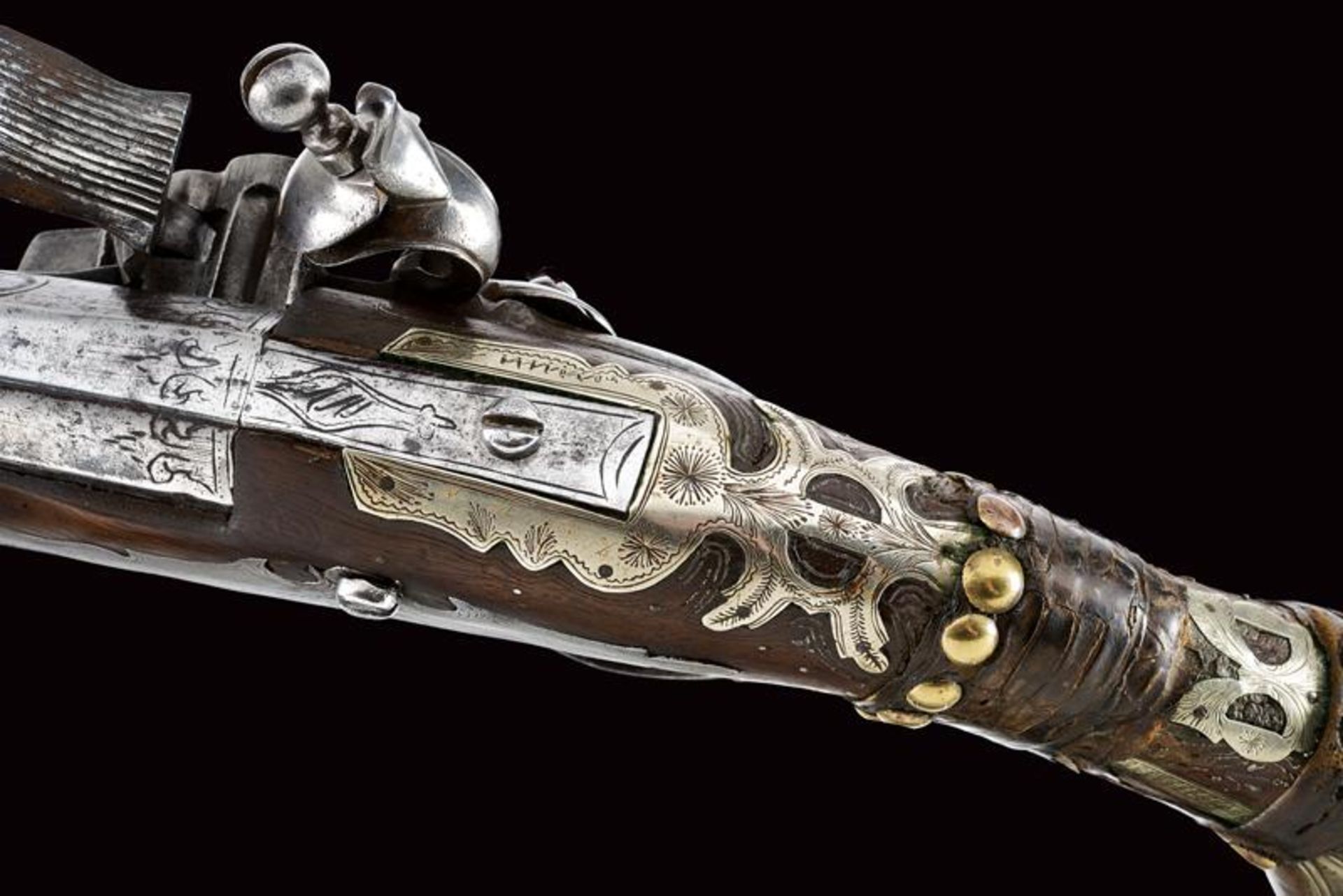 An iron-and silver-mounted flintlock pistol - Bild 10 aus 11