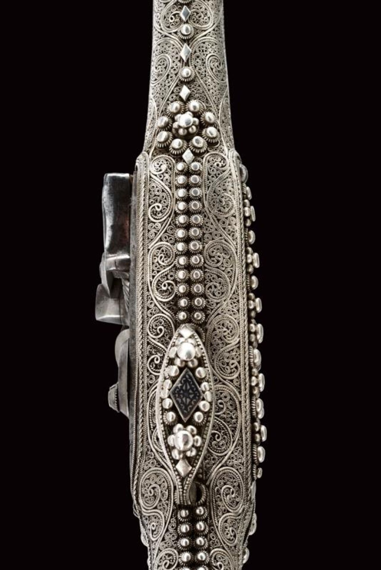A magnificent silver-mounted flintlock holster pistol in Ali Pasha style - Image 8 of 18