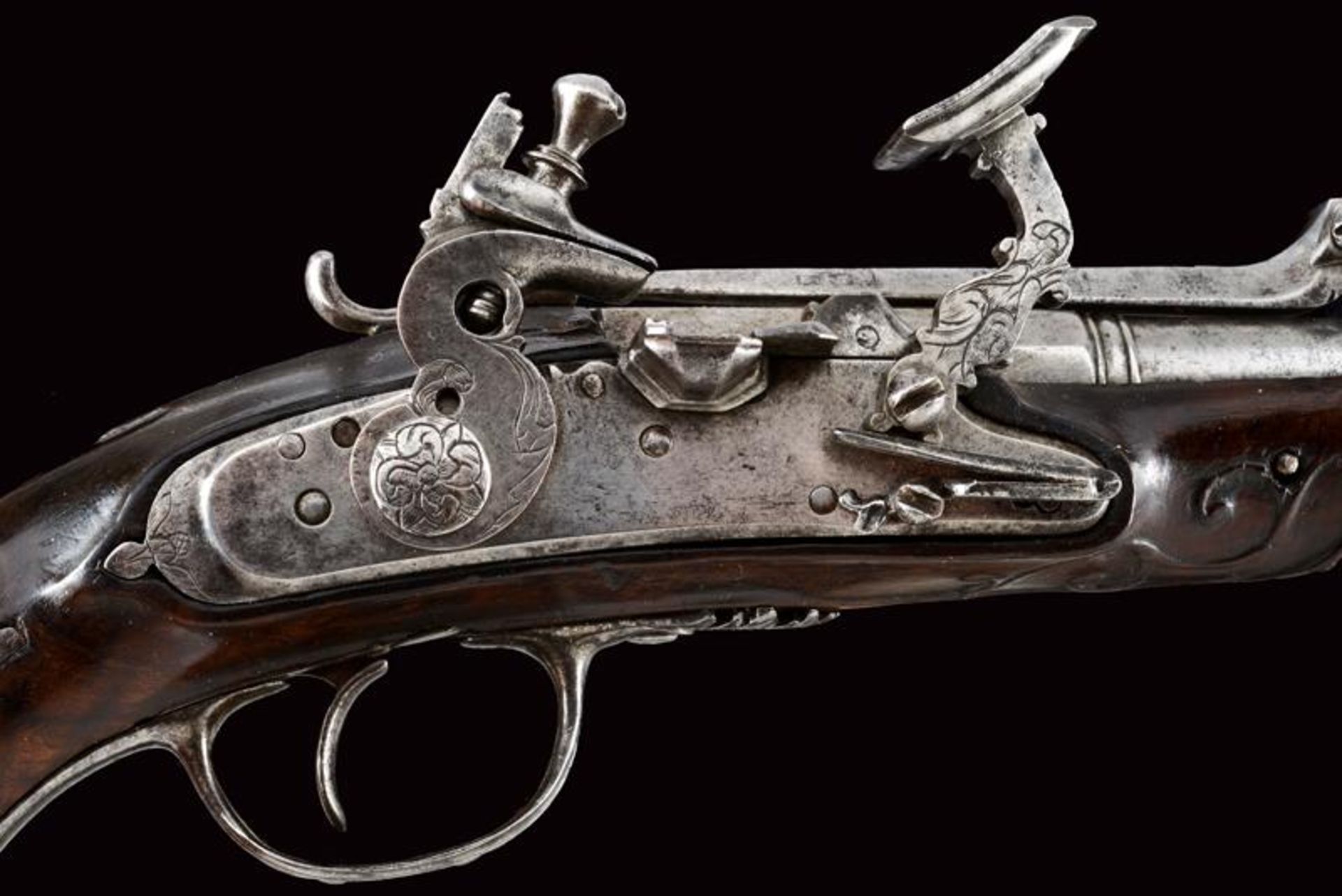 A rare snaphaunce lock pistol with spring bayonet - Image 5 of 8