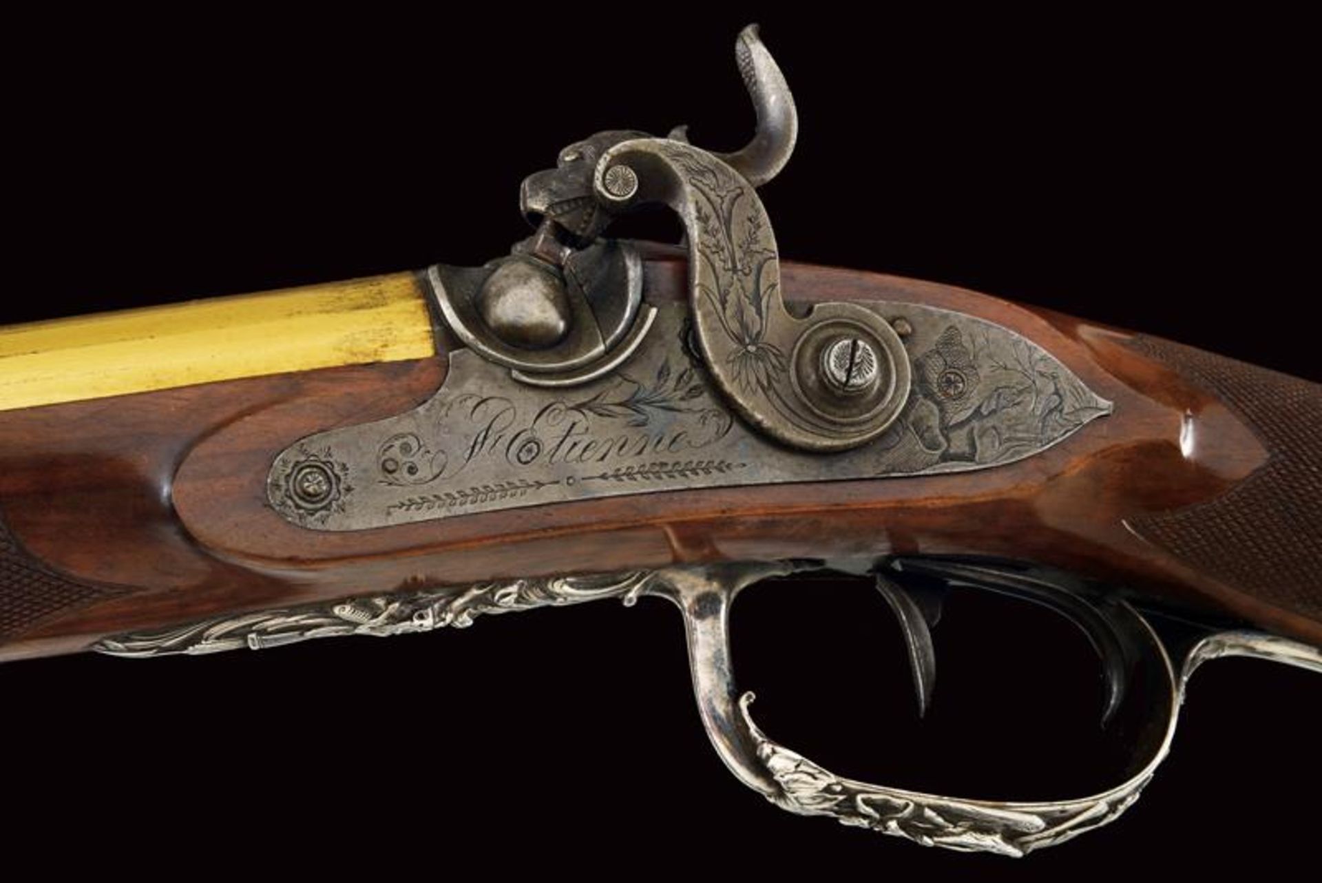 A beautiful cased silver mounted double-barrelled gun by Lamotte-Jalabert - Bild 11 aus 27