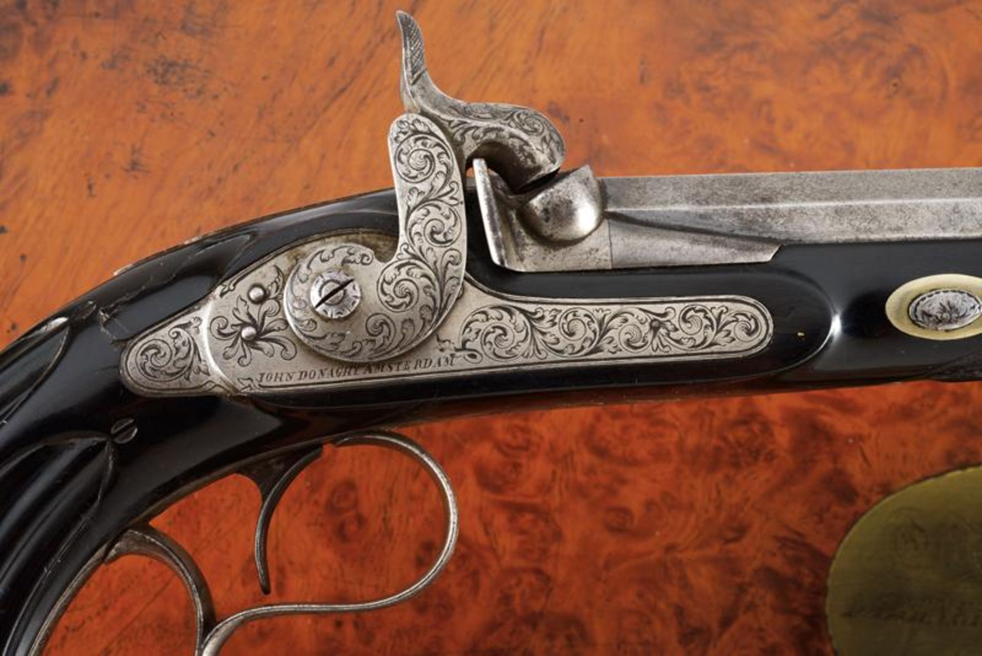 A pair of cased percussion pistols by Donaghy in Amsterdam - Image 2 of 10