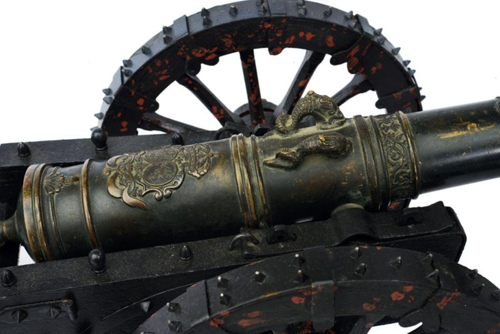 A bronze cannon model with the coat of arms of Elisabetta Farnese, Queen of Spain - Image 2 of 6