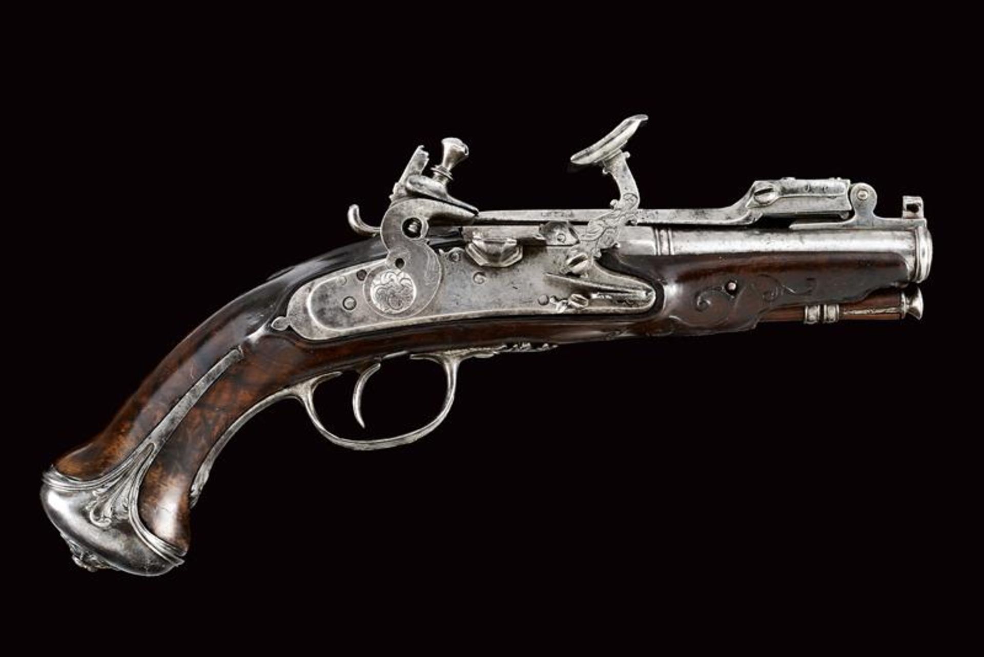 A rare snaphaunce lock pistol with spring bayonet - Image 8 of 8