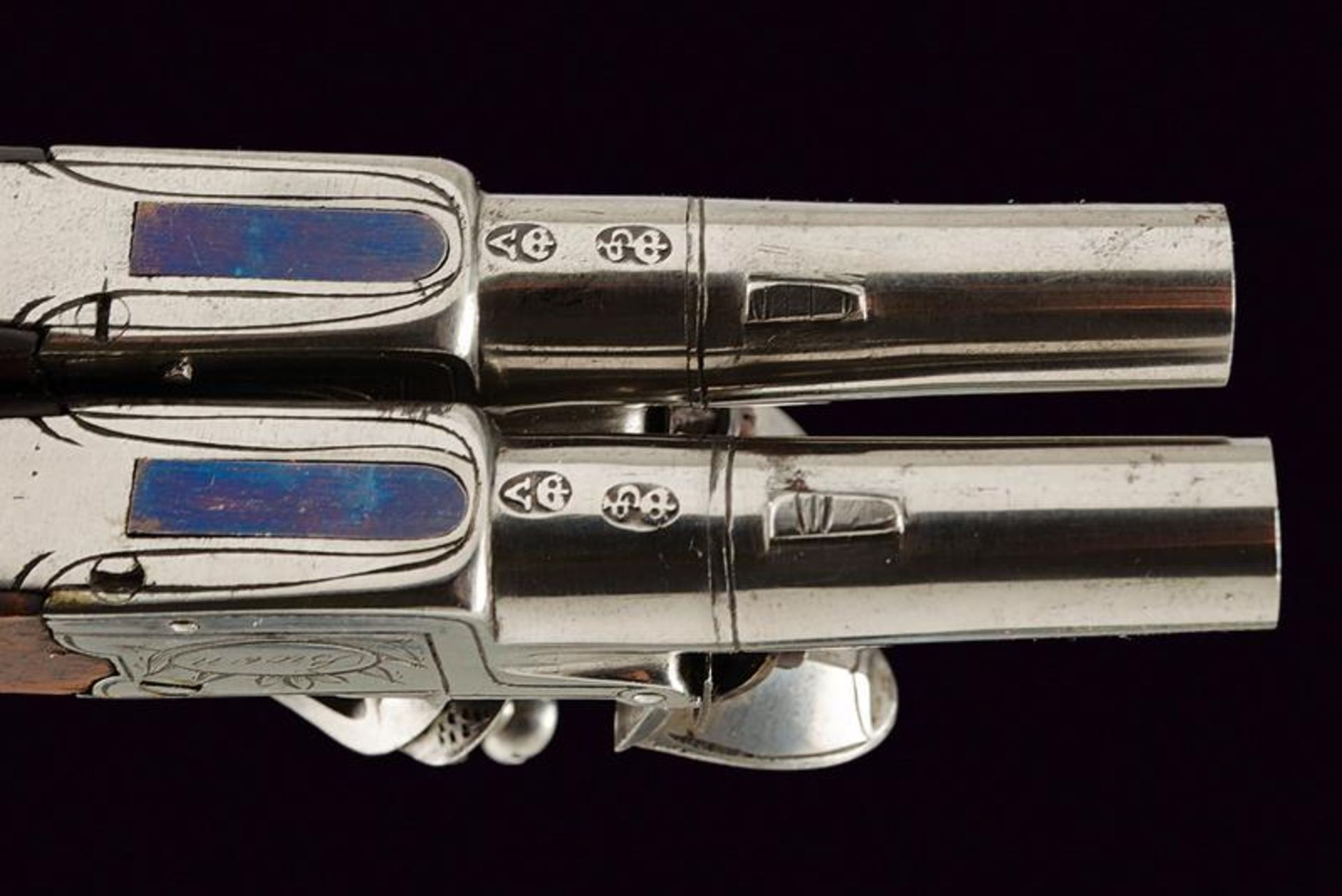 A small pair of flintlock pocket pistols by Brown - Image 2 of 3