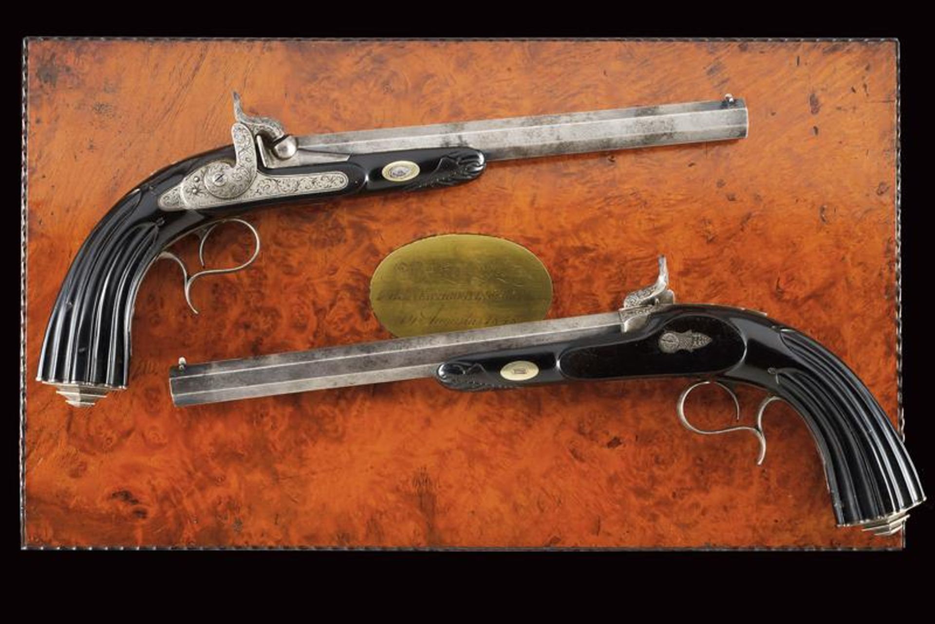 A pair of cased percussion pistols by Donaghy in Amsterdam - Image 9 of 10