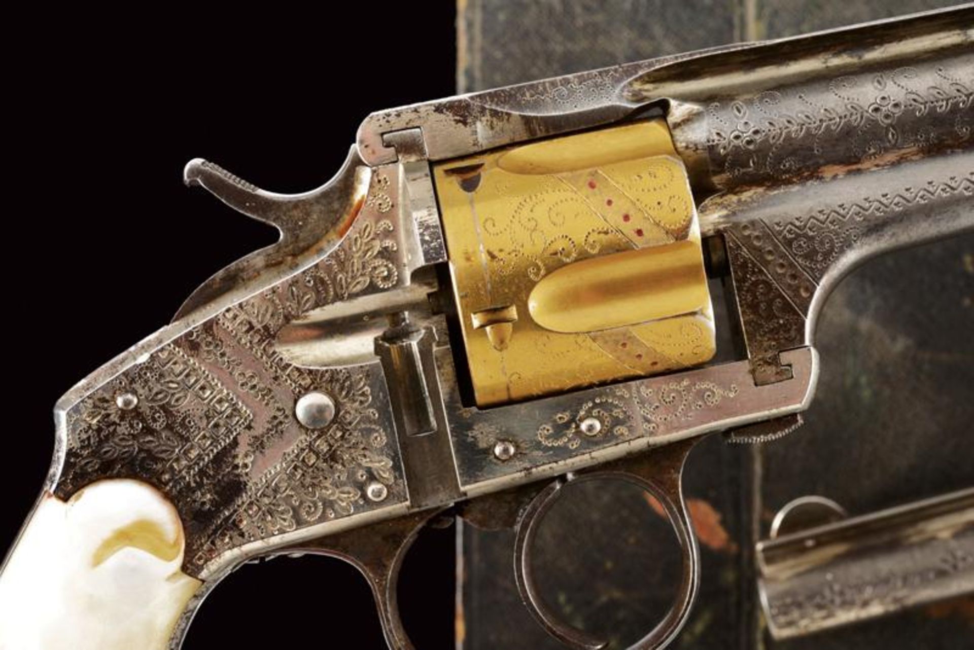 An interesting pair of engraved Merwin Hulbert & Co. D.A. Pocket Model Revolvers with case - Image 2 of 10