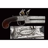 An over-and-under-barreled flintlock pocket pistol by Dutton