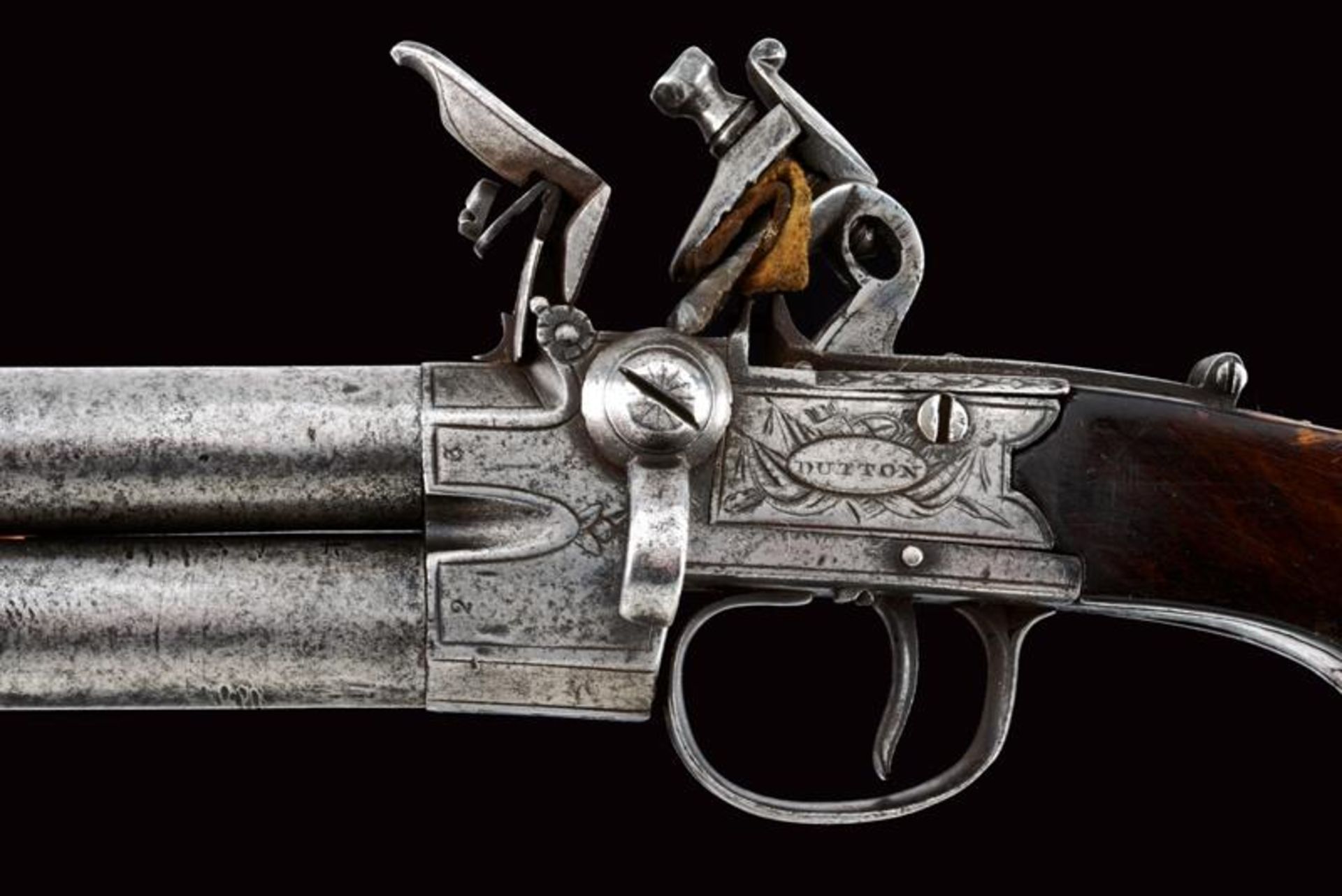 An over-and-under-barreled flintlock pocket pistol by Dutton - Bild 5 aus 7