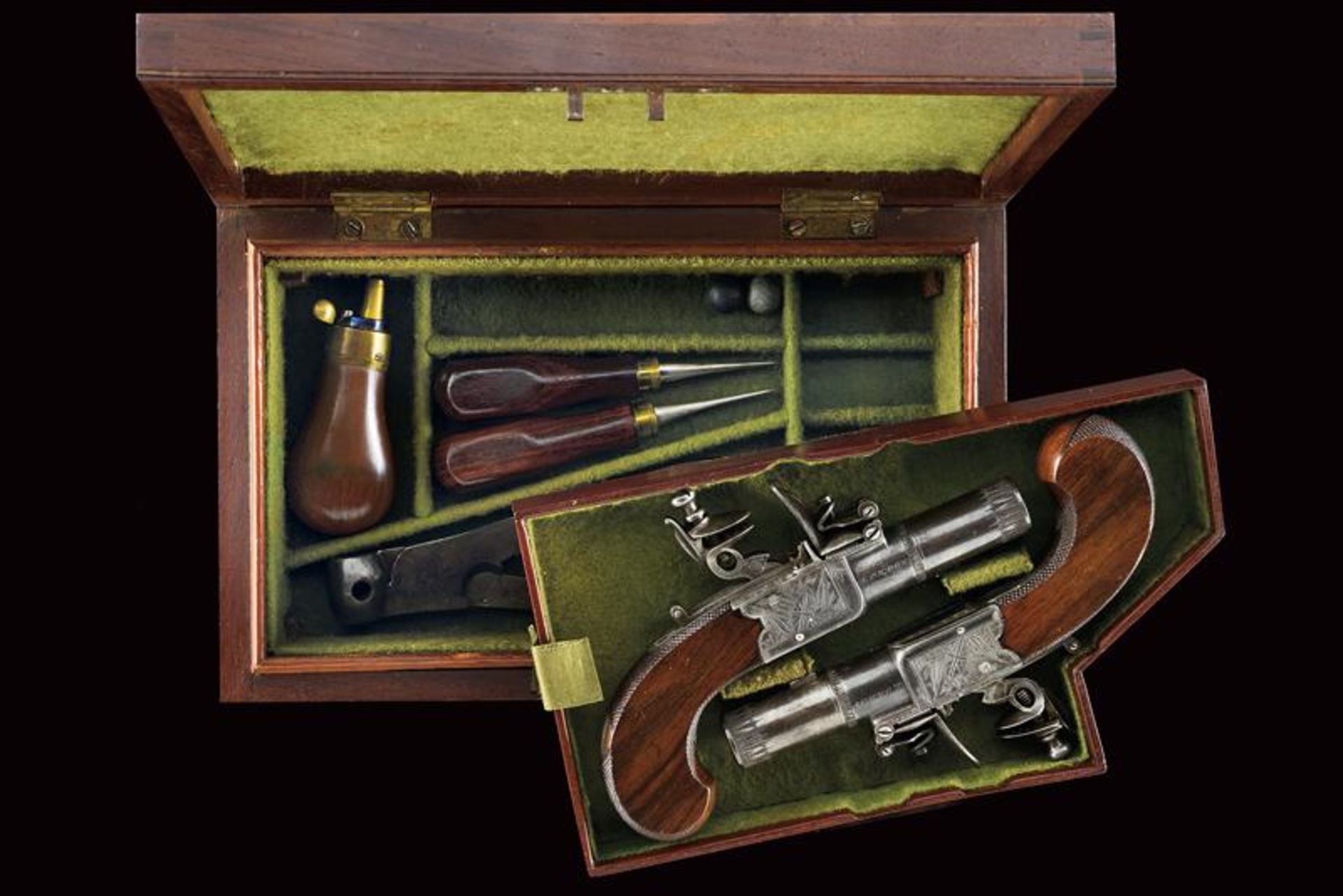 A beautiful and rare pair of cased flintlock pocket pistols by Egg - Image 9 of 9