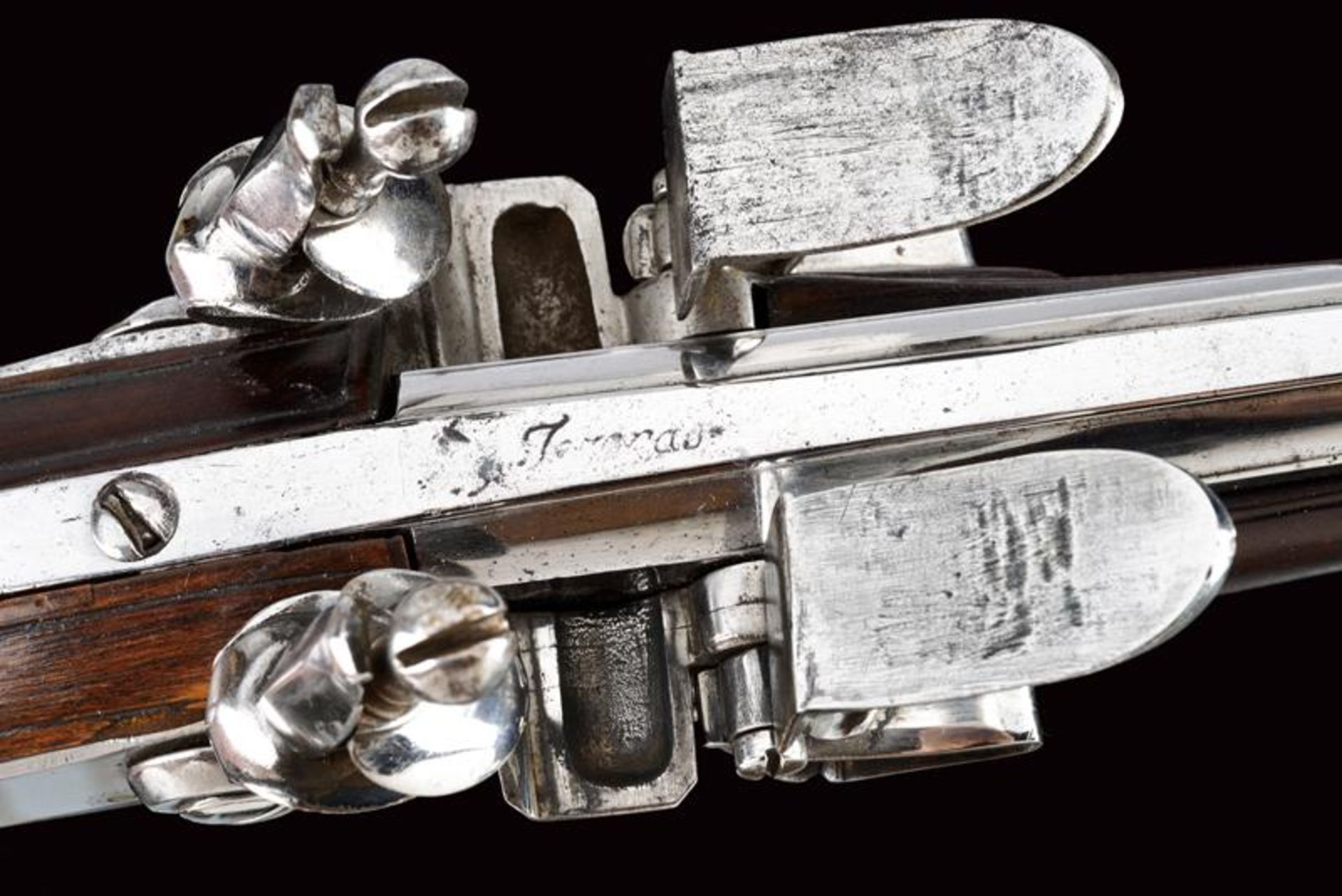 An over-and under-barreled flintlock pistol - Image 7 of 8