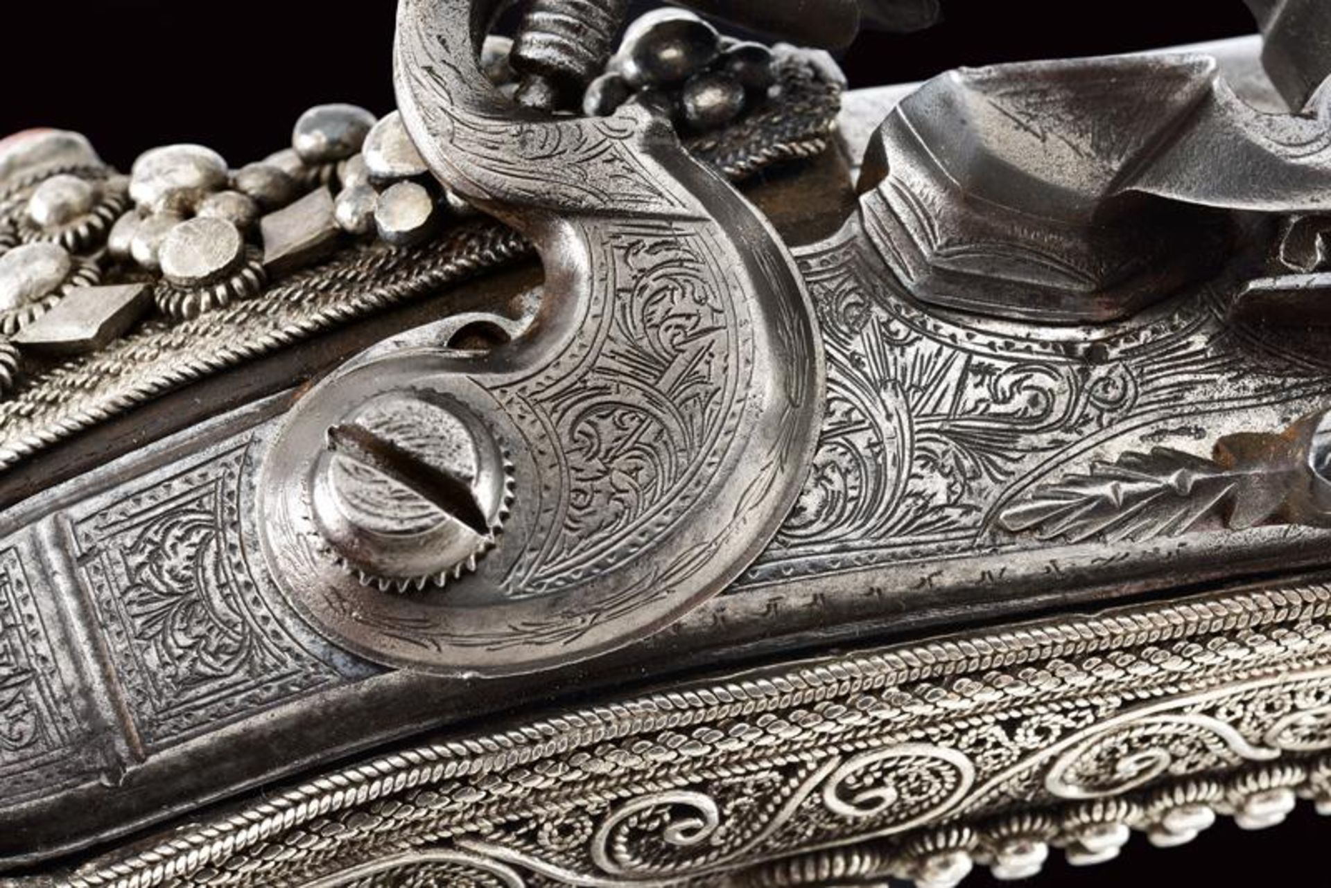 A magnificent silver-mounted flintlock holster pistol in Ali Pasha style - Bild 3 aus 18