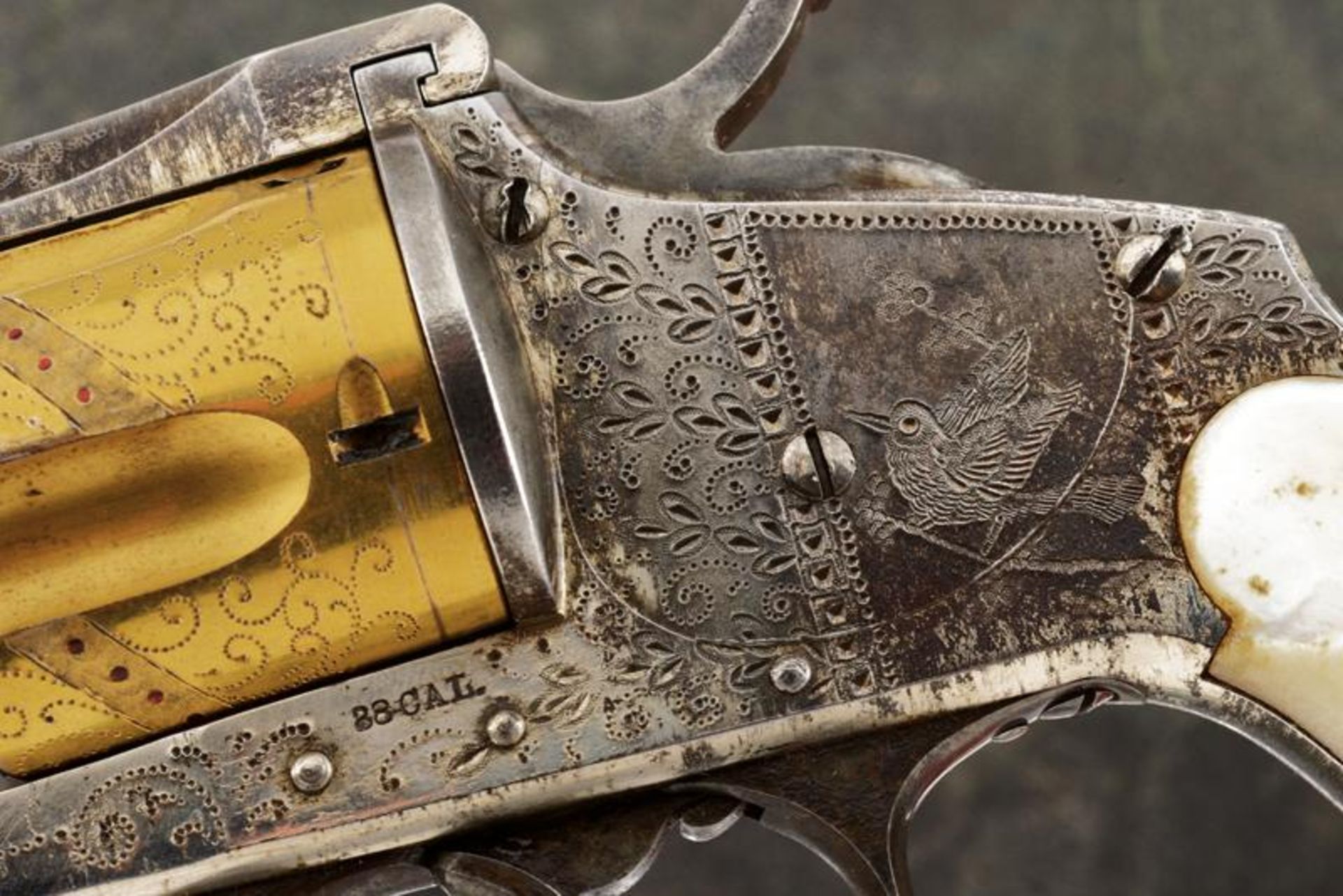 An interesting pair of engraved Merwin Hulbert & Co. D.A. Pocket Model Revolvers with case - Image 9 of 10