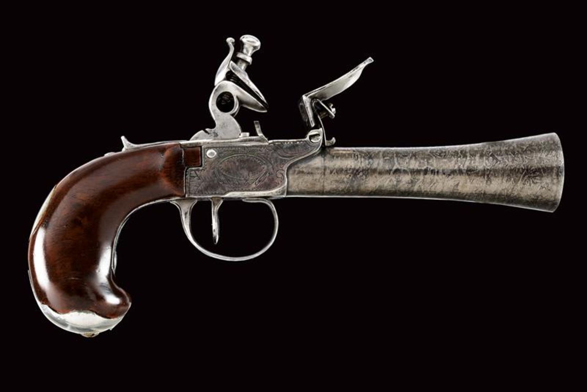 A rare blunderbuss flintlock pocket pistol