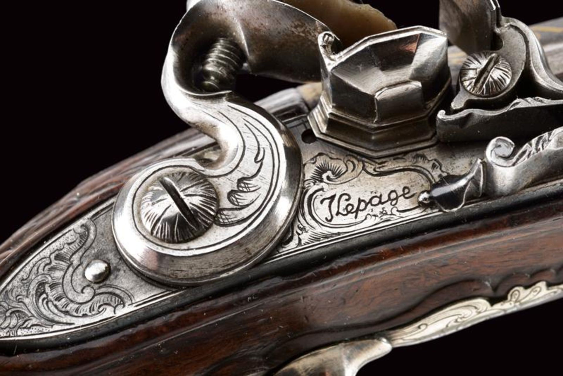 A pair of beautiful traveling flintlock pistols by Jean Lepage - Image 5 of 8