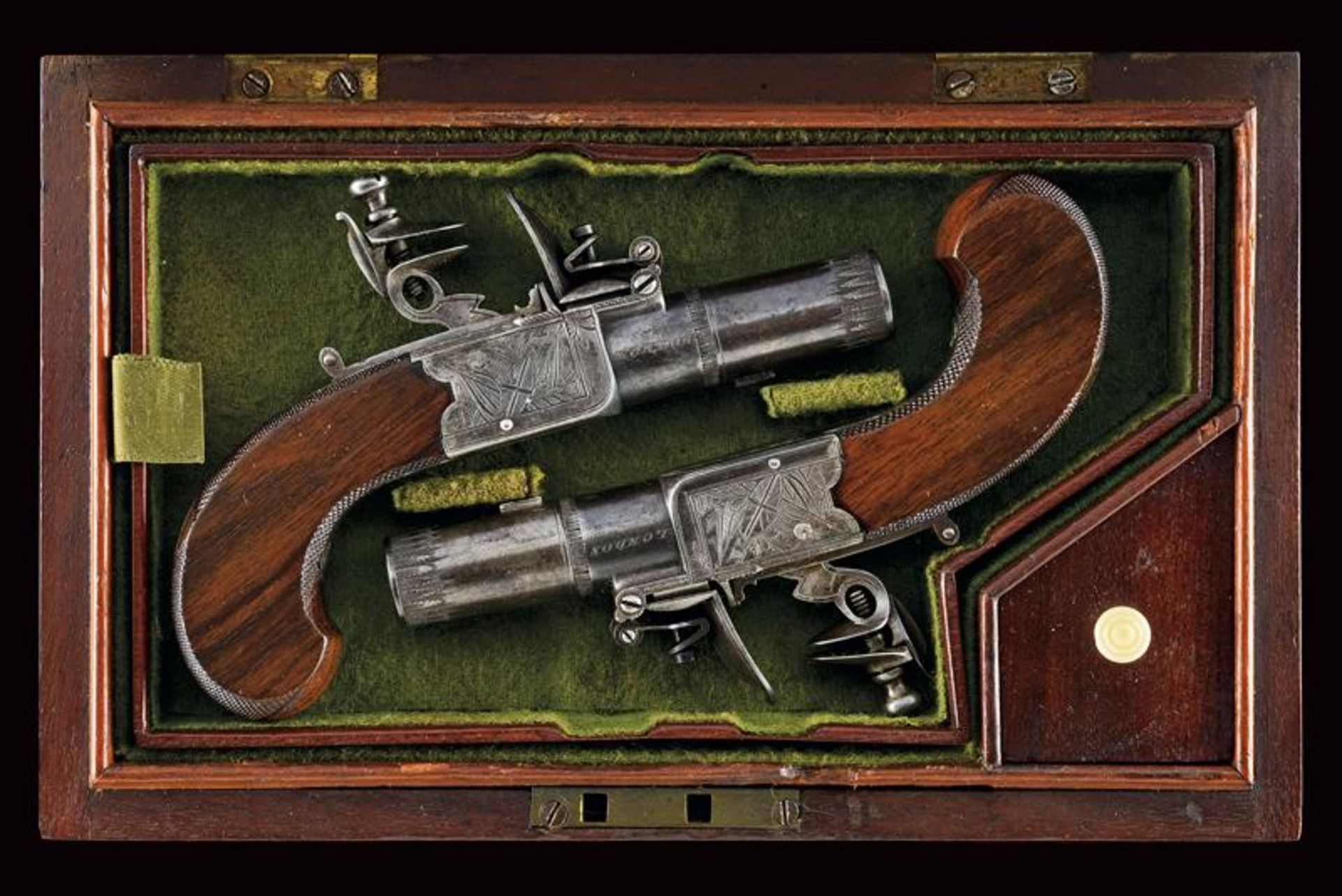 A beautiful and rare pair of cased flintlock pocket pistols by Egg - Bild 8 aus 9