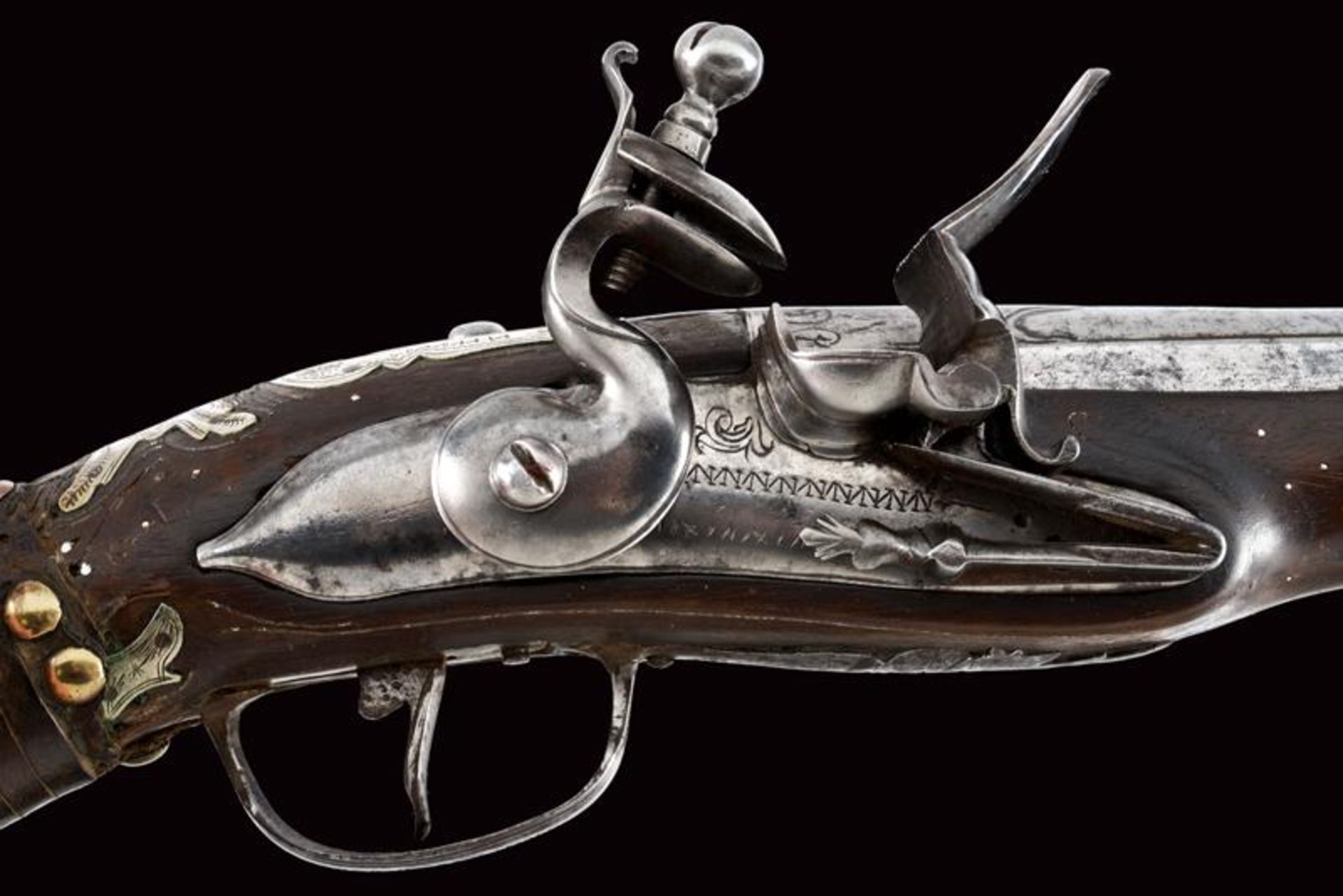 An iron-and silver-mounted flintlock pistol - Bild 9 aus 11