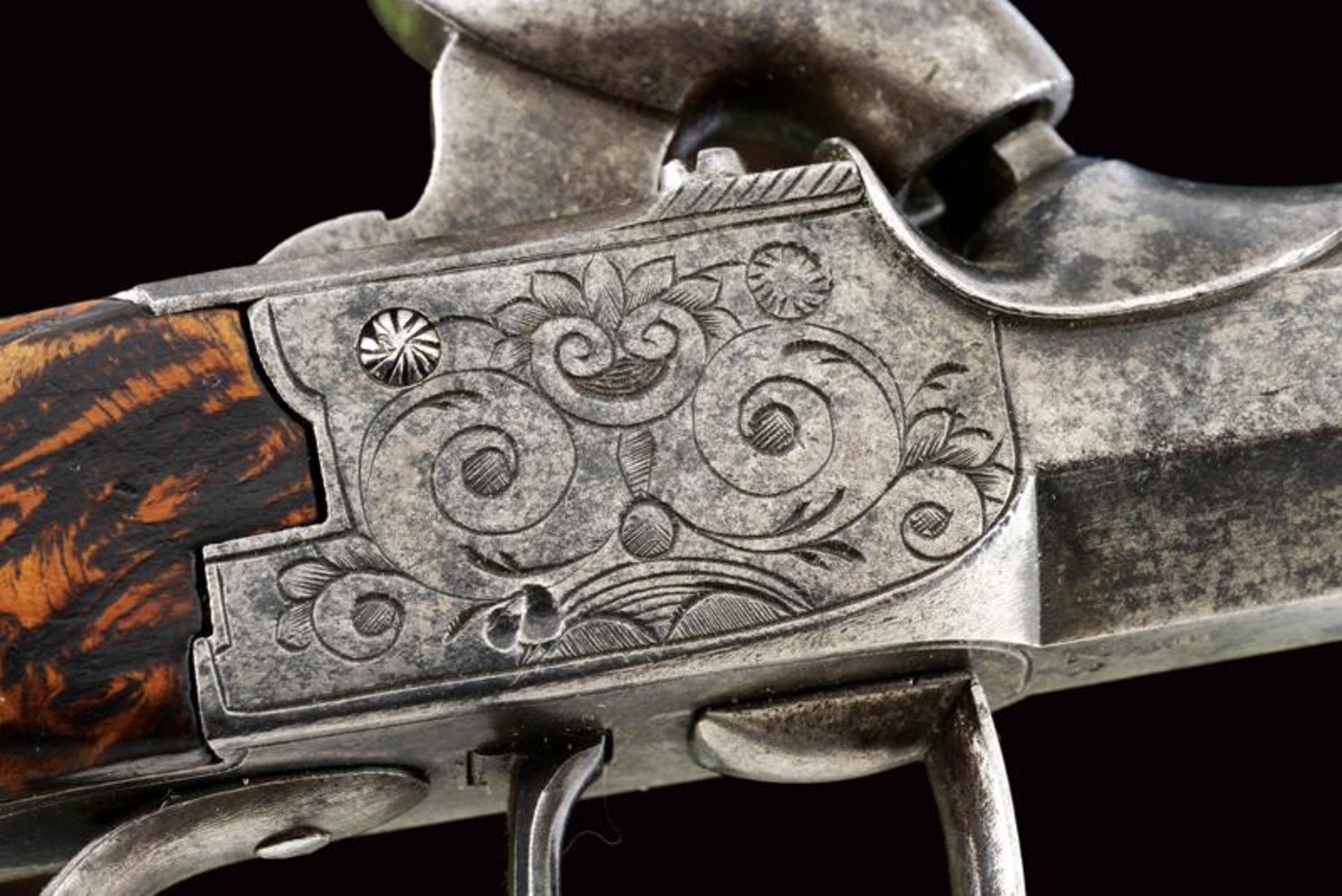 A percussion pocket pistol with spring bayonet - Bild 5 aus 7