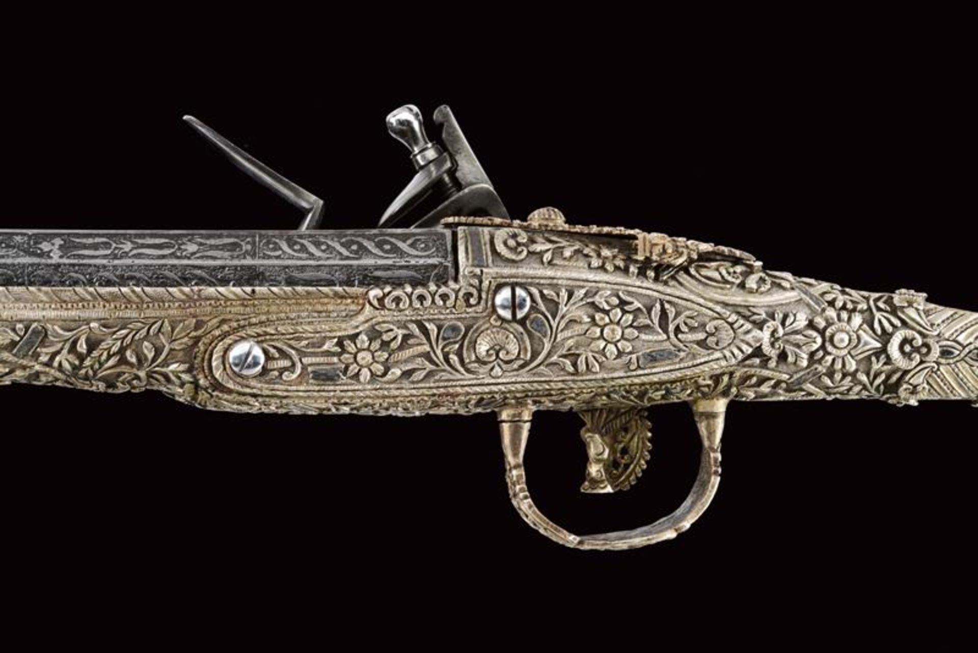 An outstanding silver mounted flintlock pistol in Roka style - Bild 3 aus 11