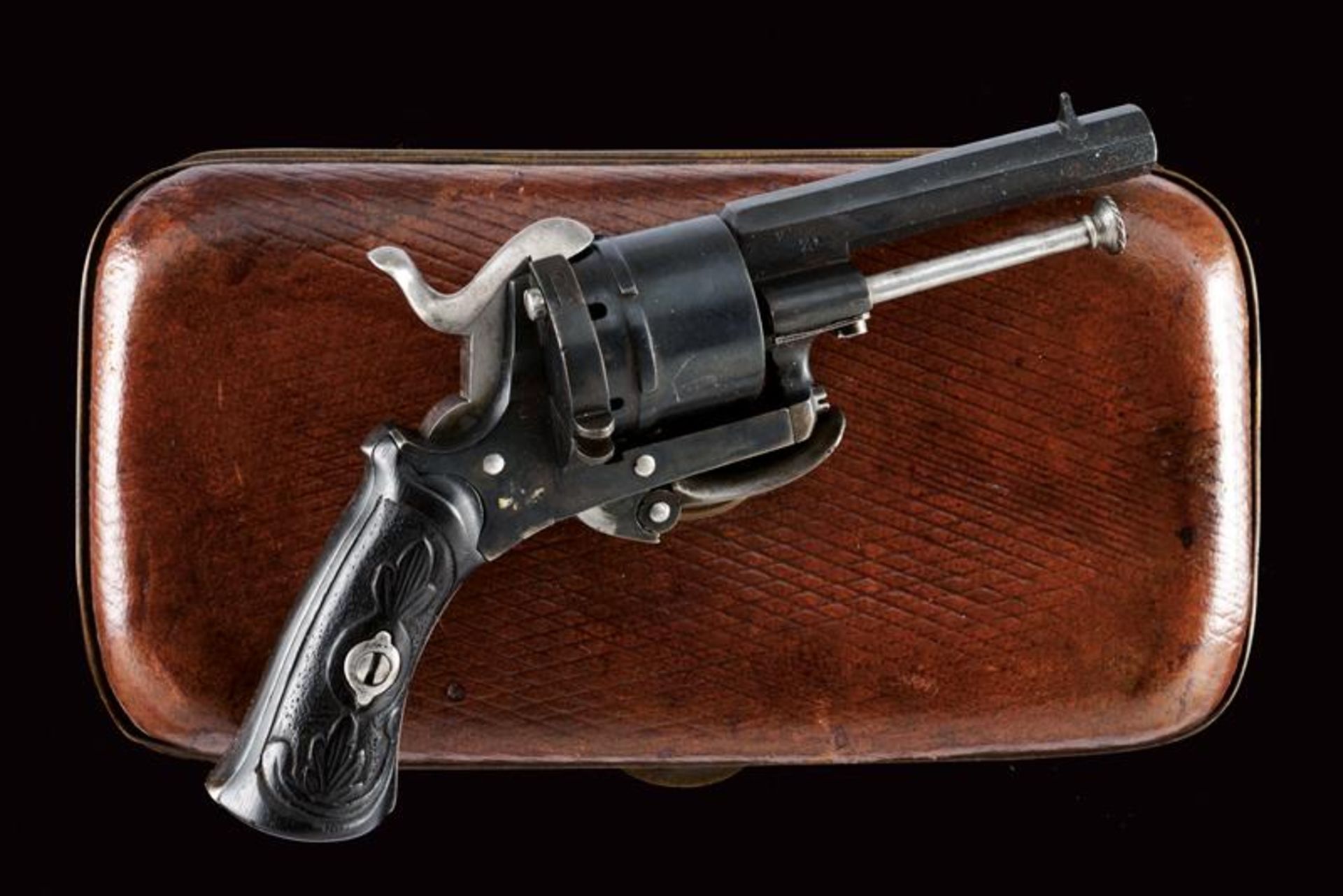 A cased pin-fire revolver - Image 2 of 2