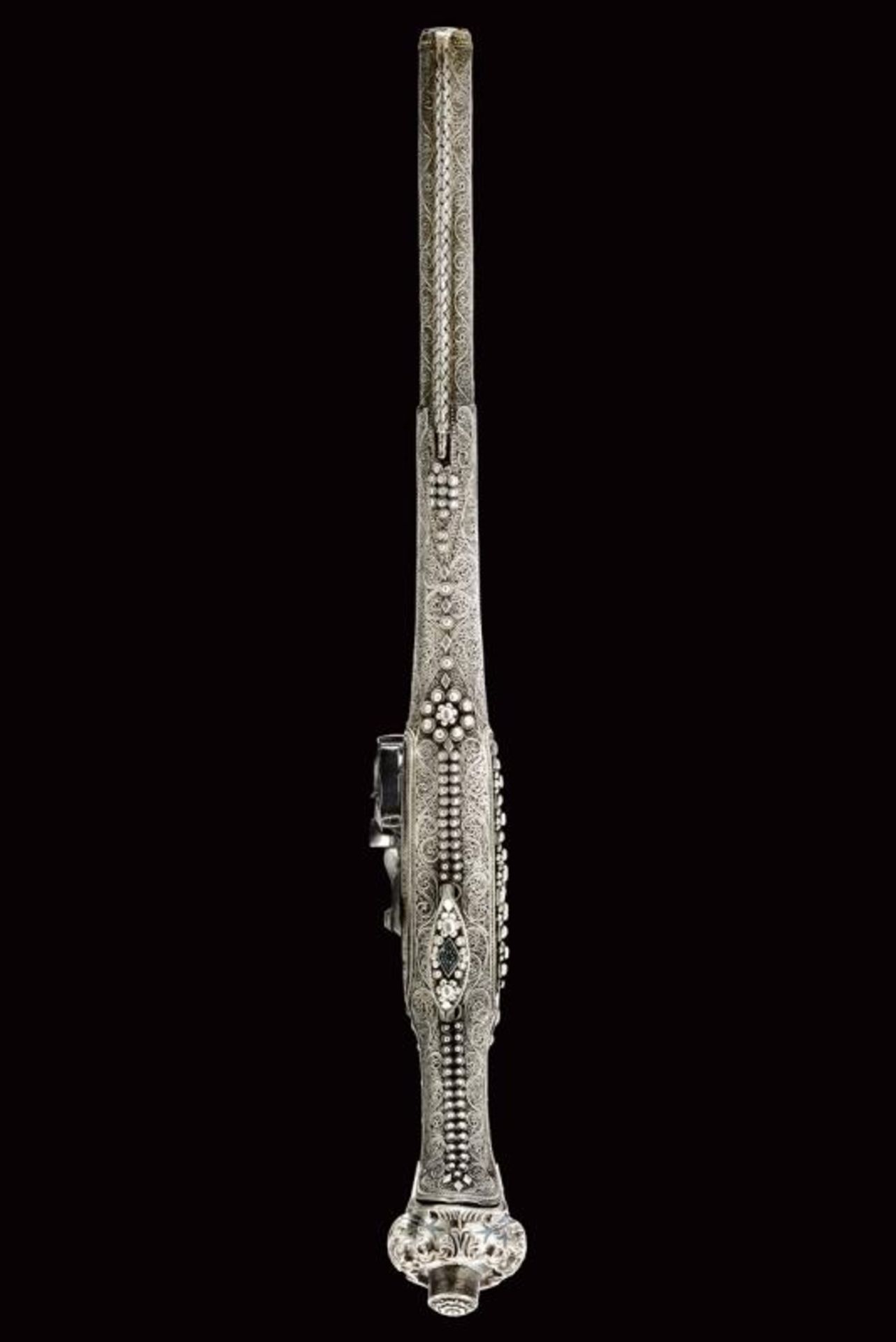 A magnificent silver-mounted flintlock holster pistol in Ali Pasha style - Bild 6 aus 18