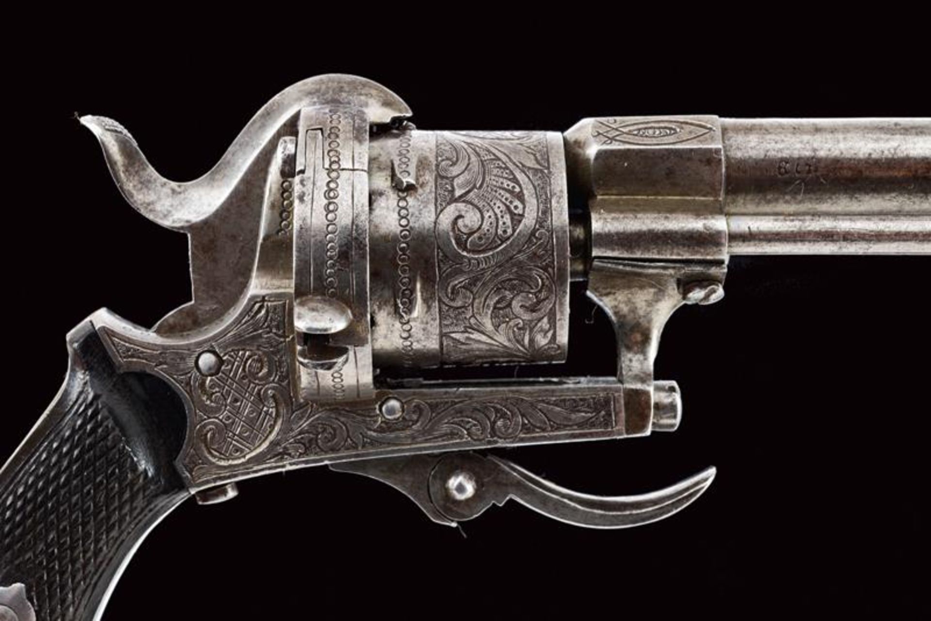 A fine pin-fire revolver with long barrel - Bild 3 aus 5