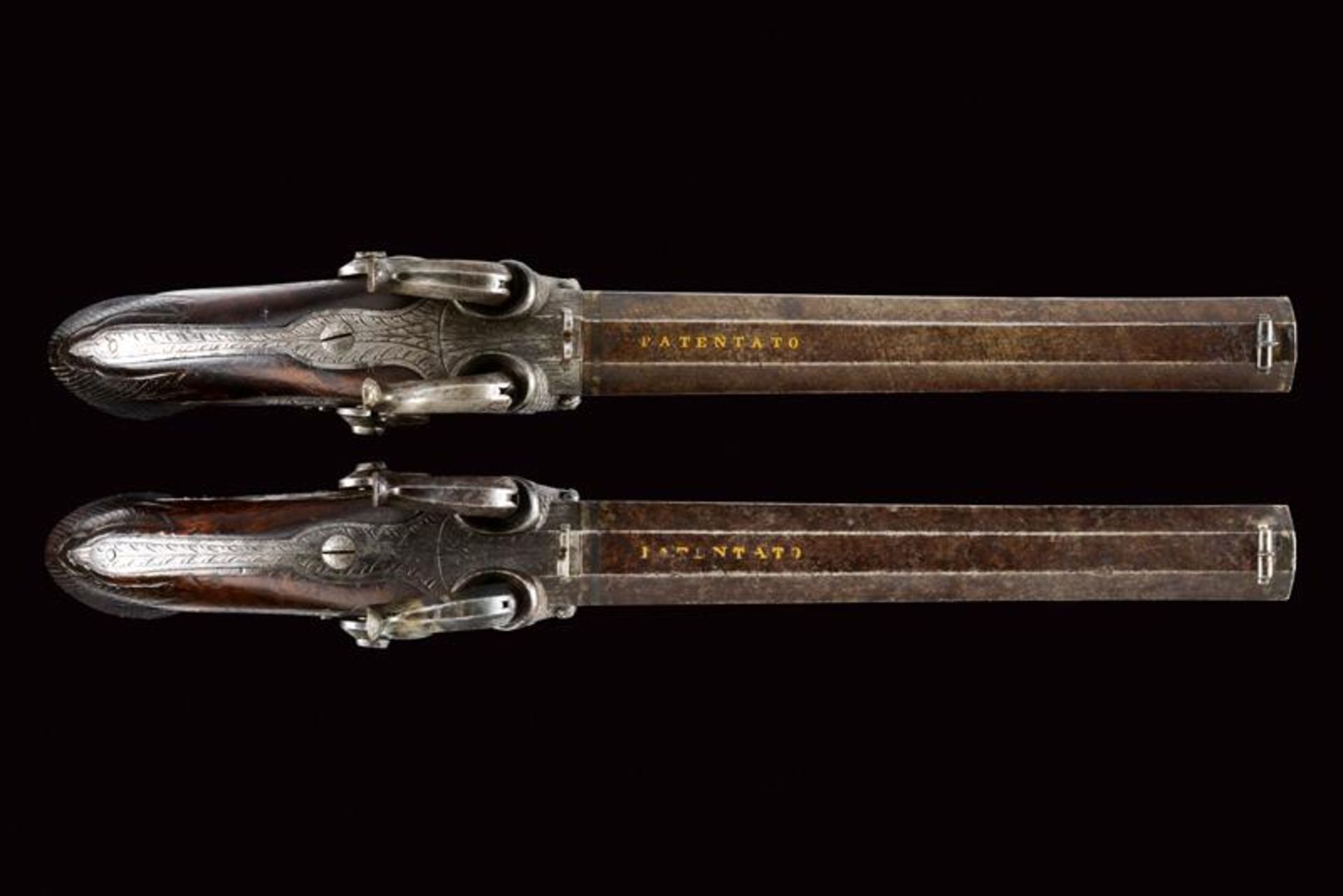 A very rare pair of superimposed percussion pistols by Colombo - Bild 10 aus 11