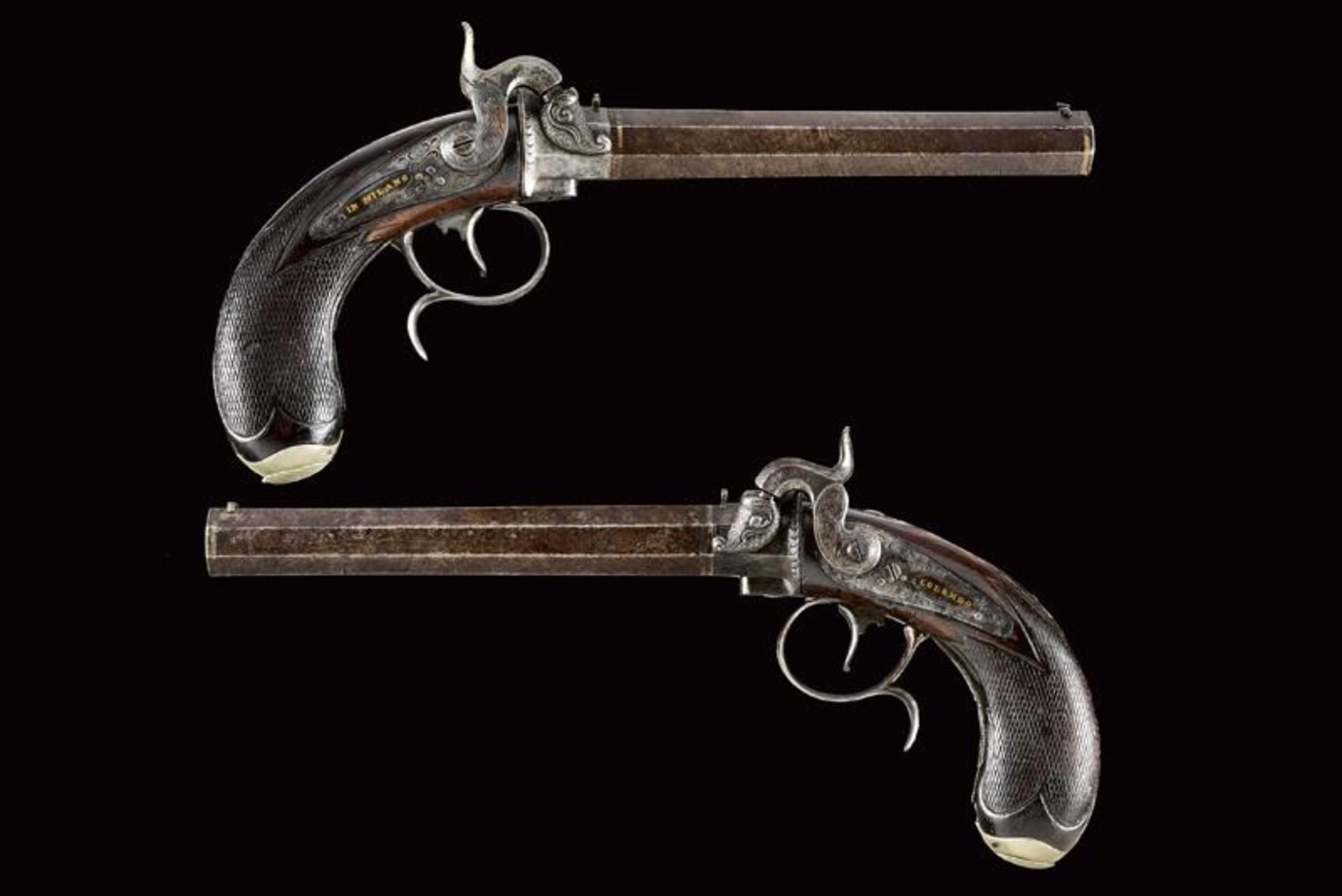 A very rare pair of superimposed percussion pistols by Colombo - Bild 11 aus 11