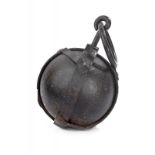A rare iron legcuff ball