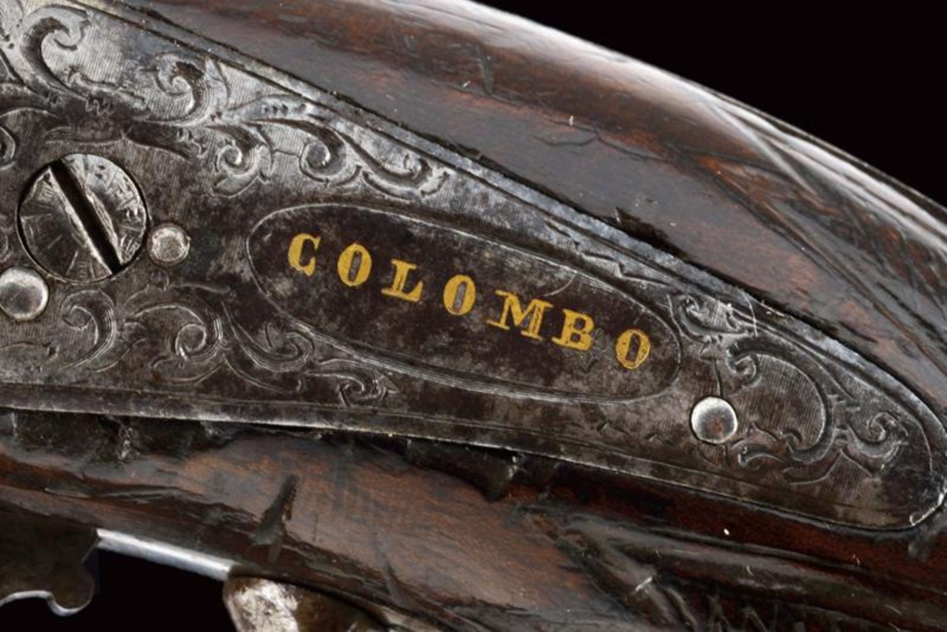 A very rare pair of superimposed percussion pistols by Colombo - Bild 8 aus 11