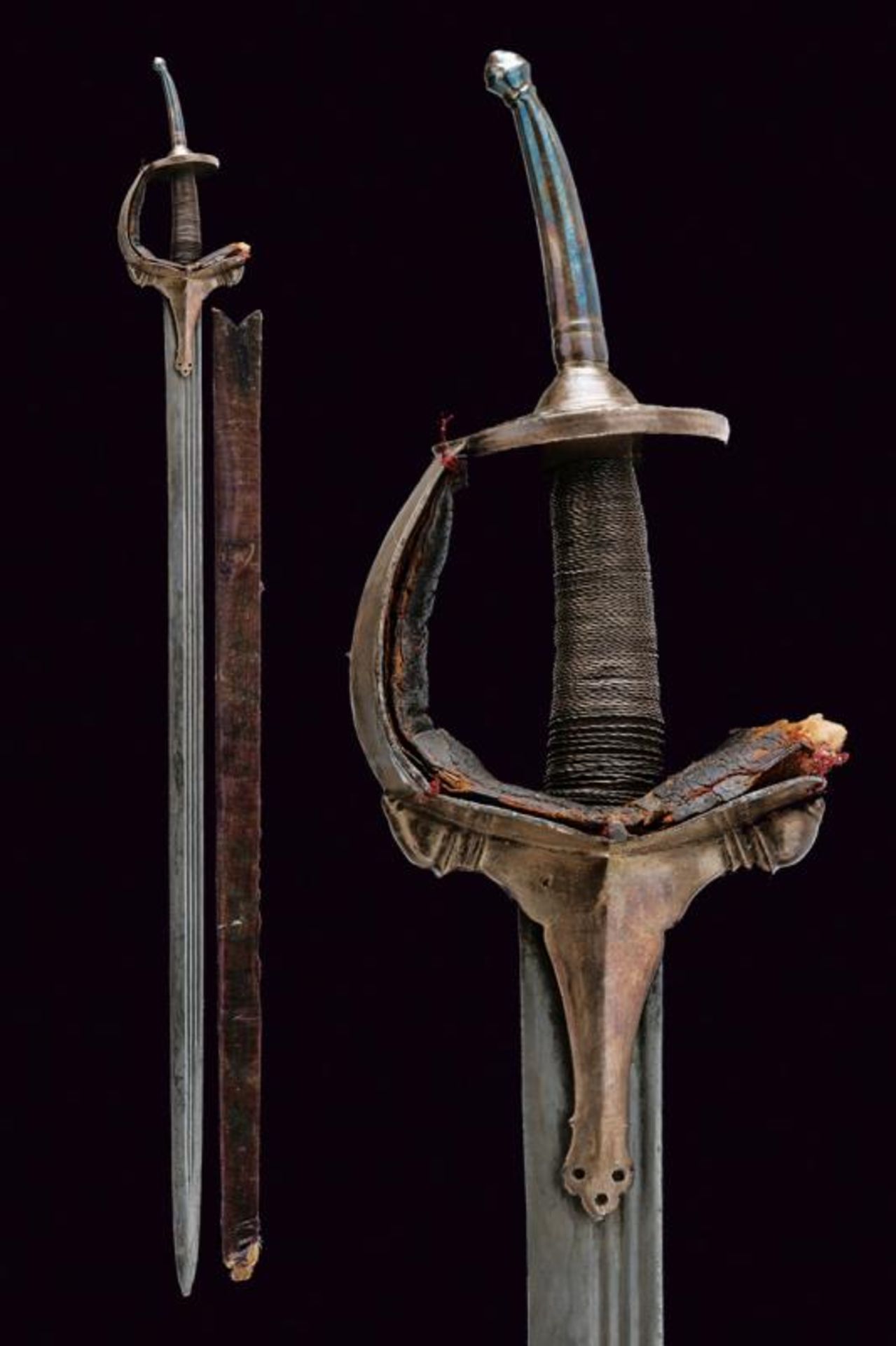 An interesting firangi with silvered hilt
