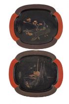 A pair of two lacquered trays