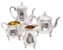 Victorian four piece silver tea service
