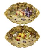 Pair of early 20th century Royal Worcester dishes decorated by Frank Roberts