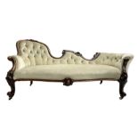 Victorian walnut chaise longue or settee