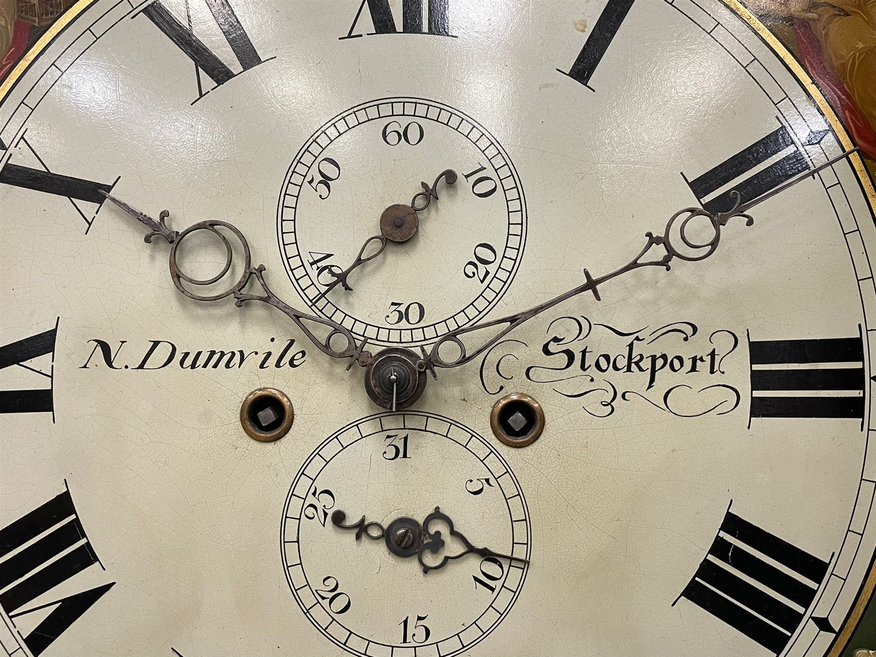 Nathaniel Dumville of Stockport - 8-day brass inlaid mahogany longcase clock c1840 - Image 6 of 15