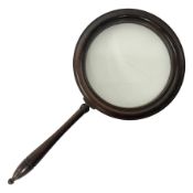 Large late 19th century rosewood library or gallery magnifying glass